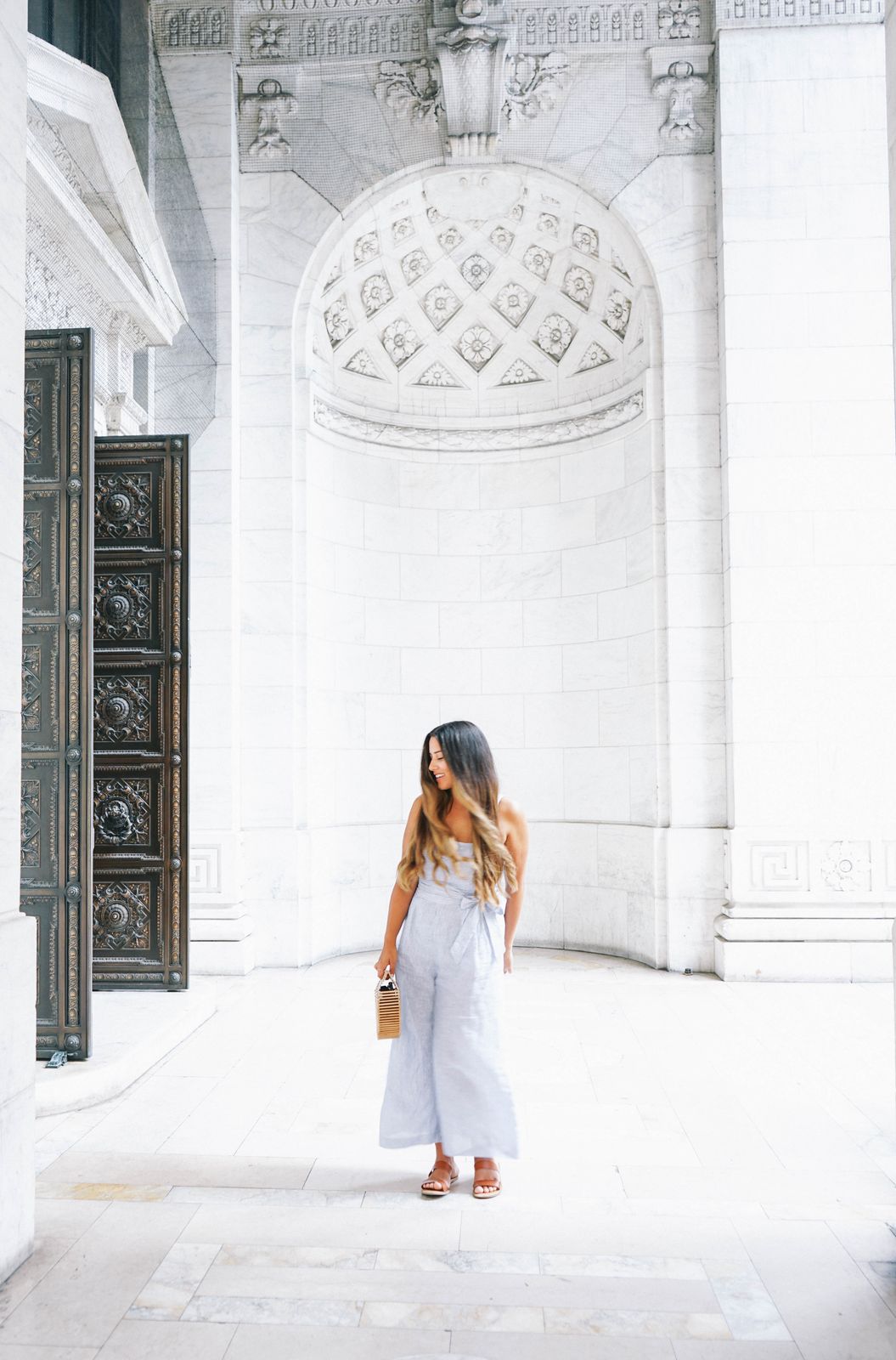 Effortless Light Blue Pinstripe Jumpsuit — Vancouver Outfits