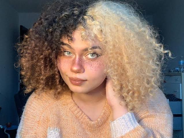 Dark Brown and Platinum Curls Dark Brown and Platinum Curls — Split Dye Hair