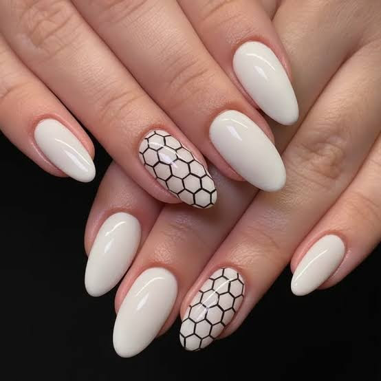 Off-White Almond Soccer Ball Accent Off-White Almond Soccer Ball Accent — Soccer Mom Nails