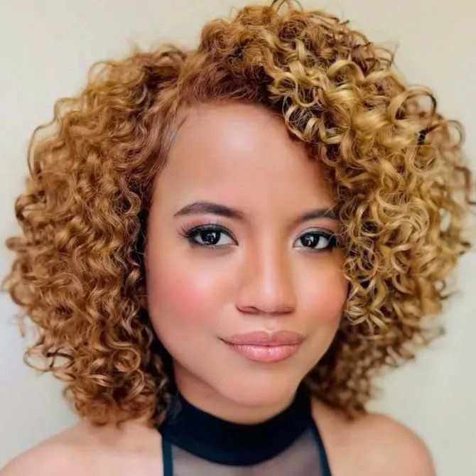 Dark Blonde Bob With Honey Highlights Dark Blonde Bob With Honey Highlights — Silk Press Curls