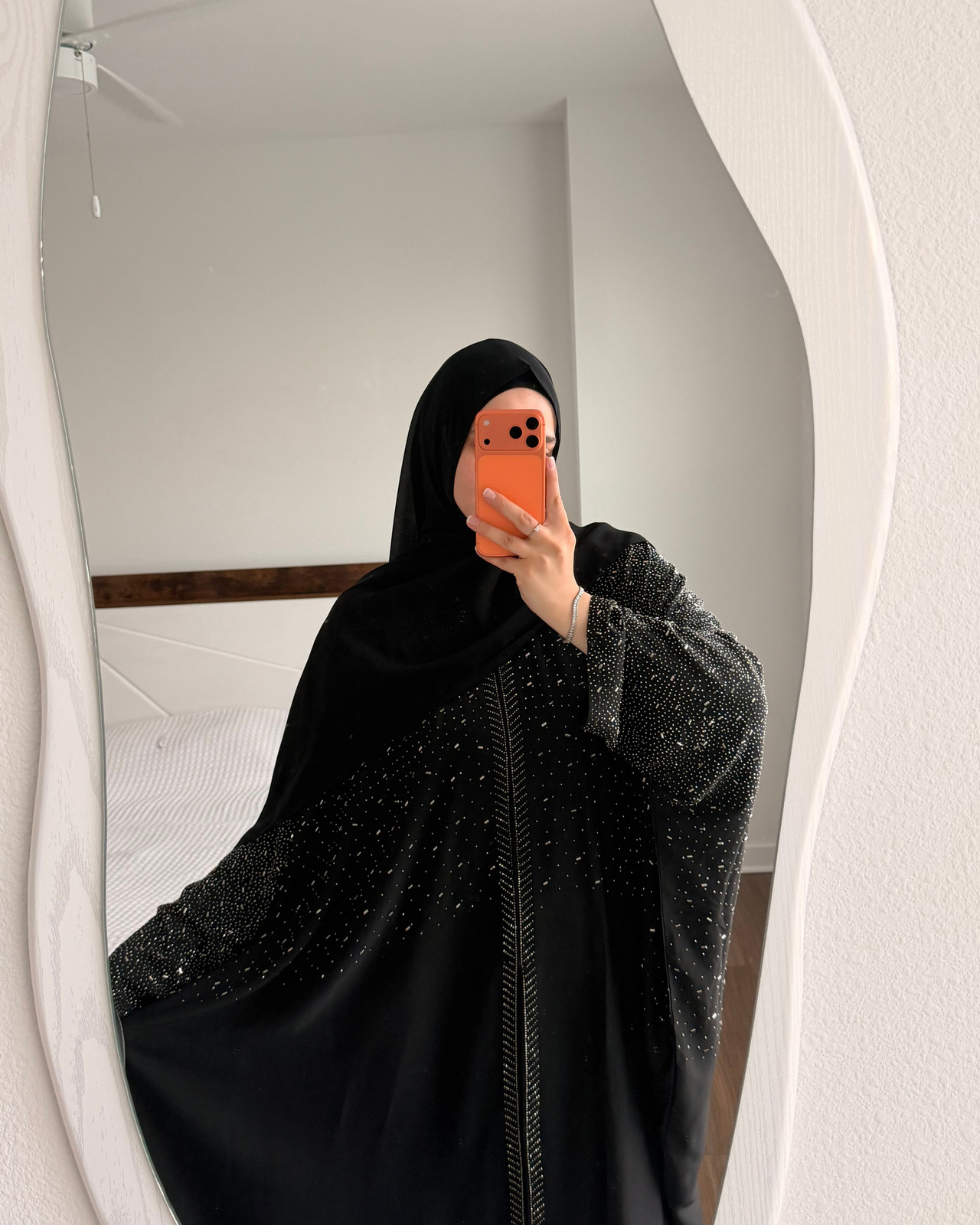 Black Abaya with Extensive Silver and Gold Crystal Embellishments — Abaya Outfits