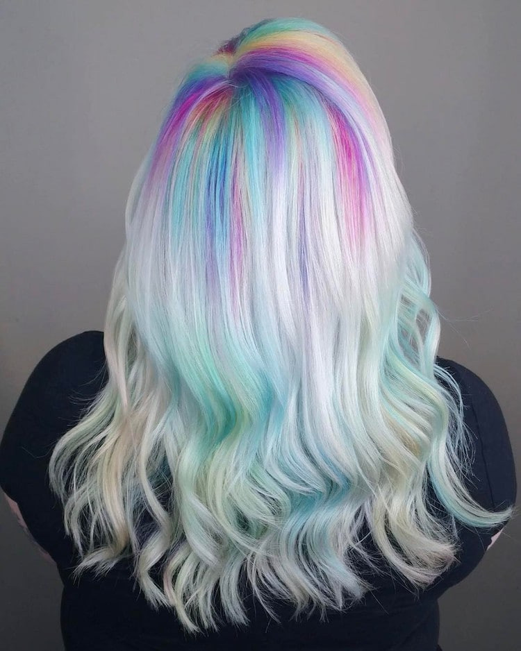 White Base With Pastel Rainbow Streaks White Base With Pastel Rainbow Streaks — Unicorn Hair