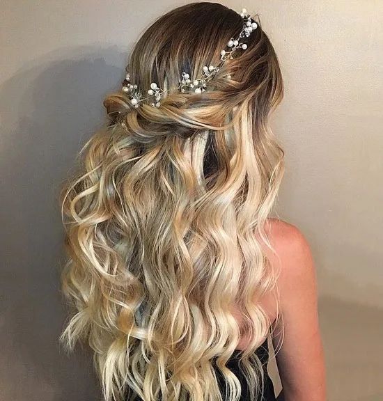 Blonde Half Up with Beaded Accessory — Sweet 16 Hairstyles