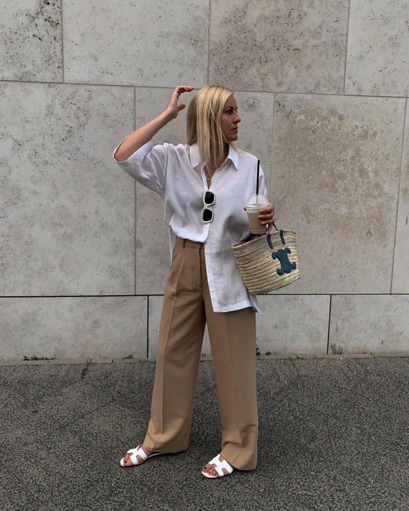 Summer Ready with an Oversized White Shirt — Wide Leg Pants