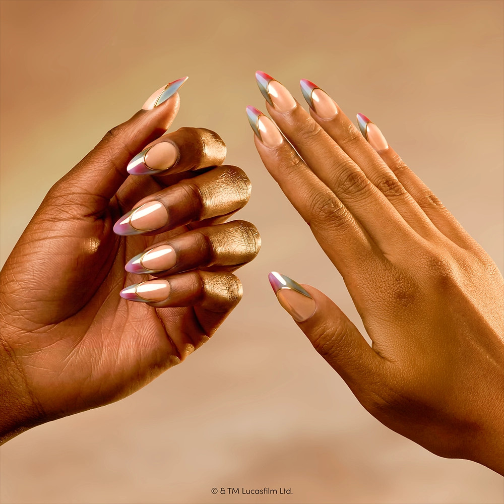 Pastel Abstract French Stilettos with Gold Pastel Abstract French Stilettos with Gold — First Acrylic Nails