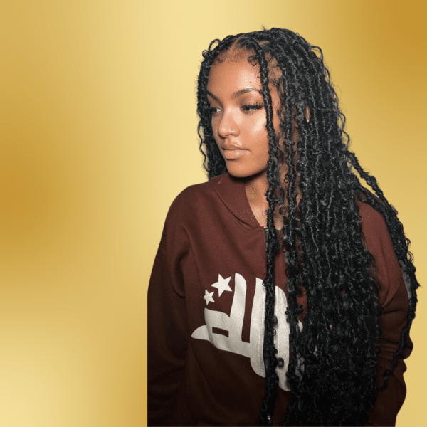 Boho Locs with Decorative Gold Beads