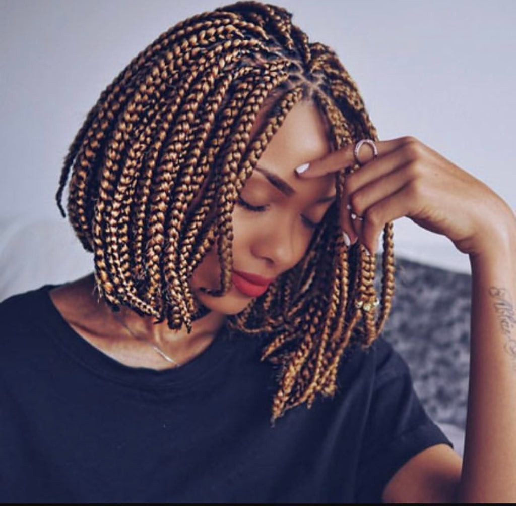 Honey Blonde Bob with Root Shadow Honey Blonde Bob with Root Shadow — Braided Bob