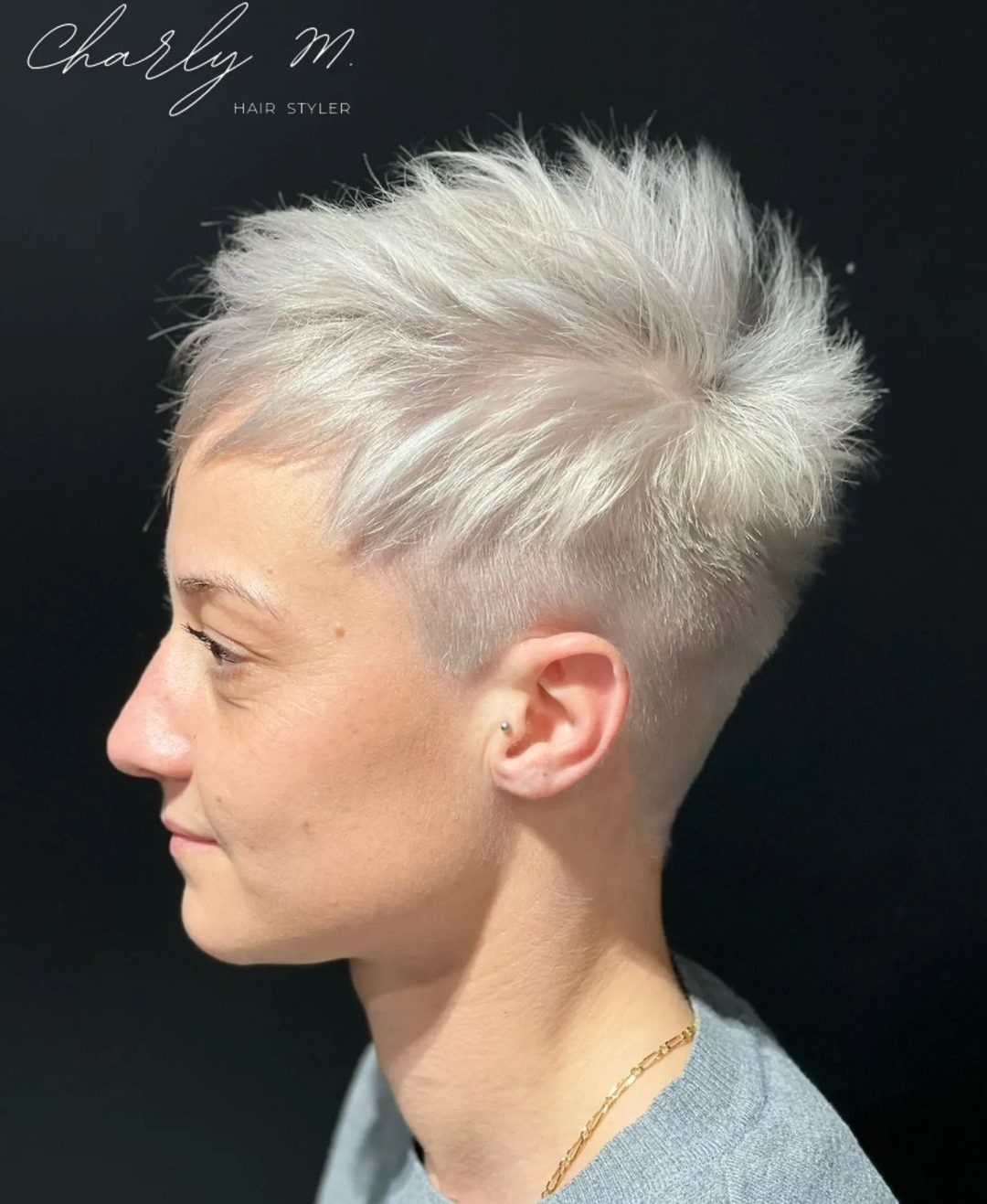 Platinum Pixie With Spiky Top — Undercut Pixie