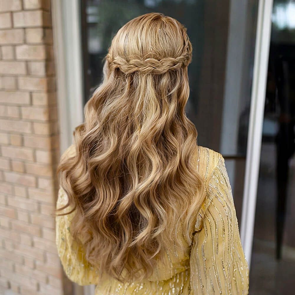 Golden Blonde Braided Crown Half Up Golden Blonde Braided Crown Half Up — Homecoming Hairstyles
