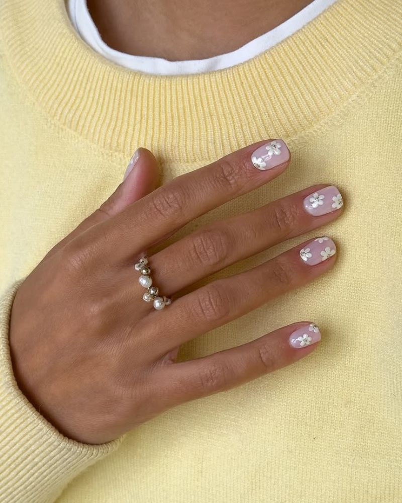 Small White Floral Decals Visual Idea Small White Floral Decals Visual Idea — Nails for Short Nail Beds