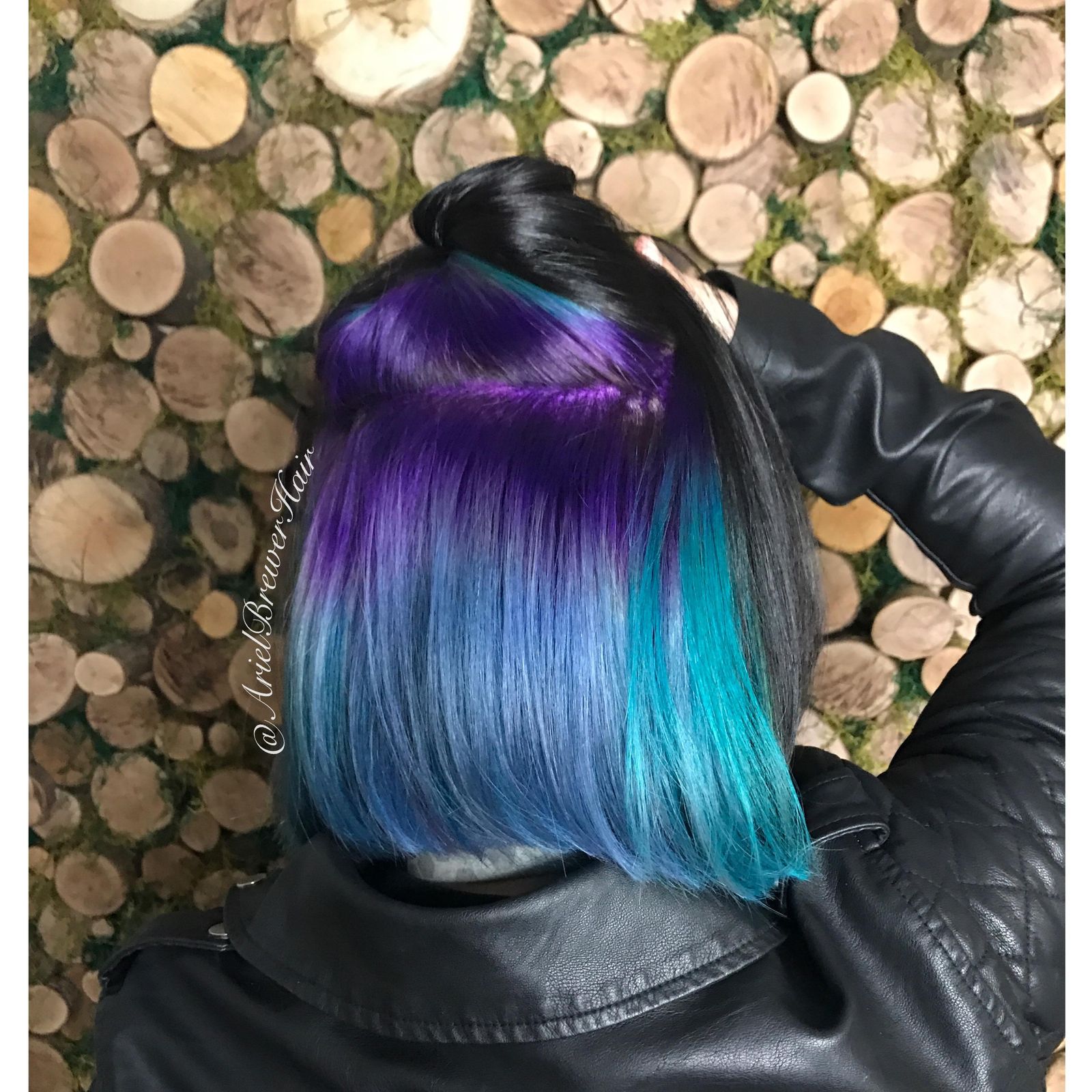Chin Bob Purple Blue Teal Straight Chin Bob Purple Blue Teal Straight — Galaxy Hair