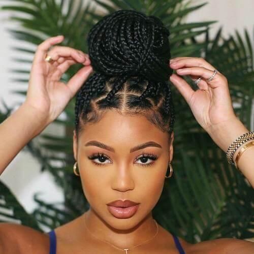 Box Braids High Bun — Prom Hairstyles for Black Women