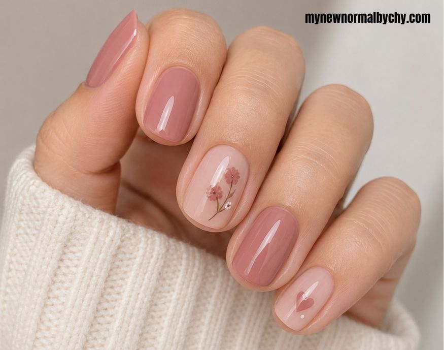 Dusty Rose Square with Dainty Art Dusty Rose Square with Dainty Art — Mom Nails