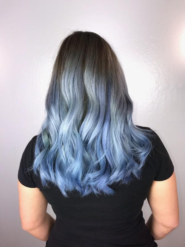 Mid-Back Wavy Silver Blue Gradient — Aqua Hair