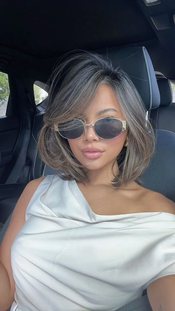 Chin Bob Ash Brown Soft Waves — Blowout Hairstyles