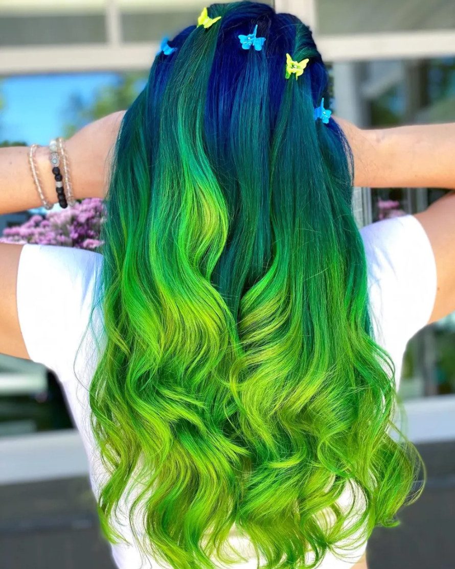 Dark Blue To Neon Green Gradient Dark Blue To Neon Green Gradient — Neon Green Hair
