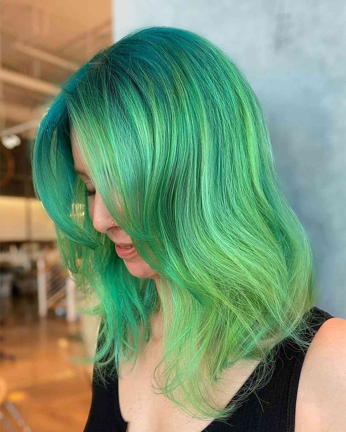 Teal To Lime Green Gradient — Green Hair