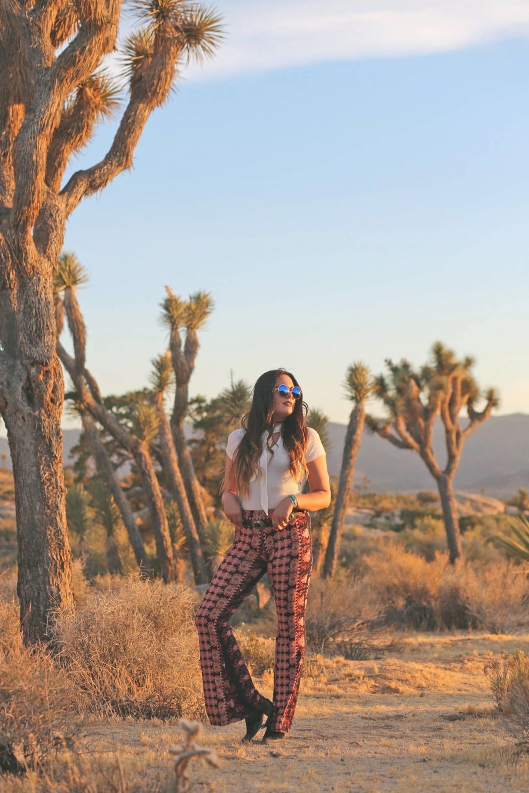 Desert Landscape: Patterned Trousers and Heeled Boots Desert Landscape: Patterned Trousers and Heeled Boots — National Park Outfits