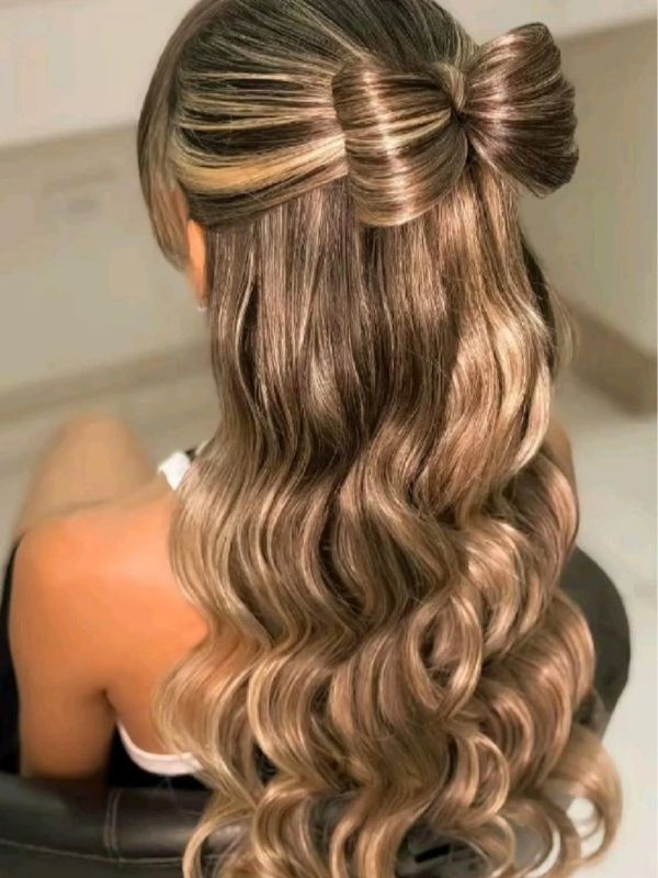 Brown With Blonde Highlights Visual Idea — Prom Hair Down