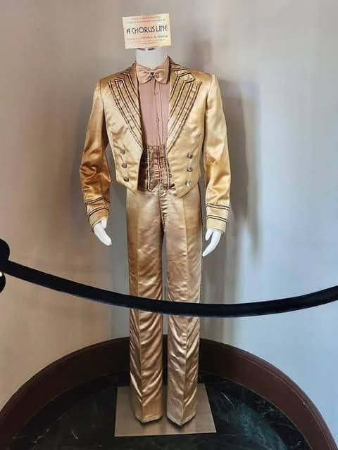 Glamorous Gold Satin Tuxedo with Pink Shirt Glamorous Gold Satin Tuxedo with Pink Shirt — Broadway Outfits