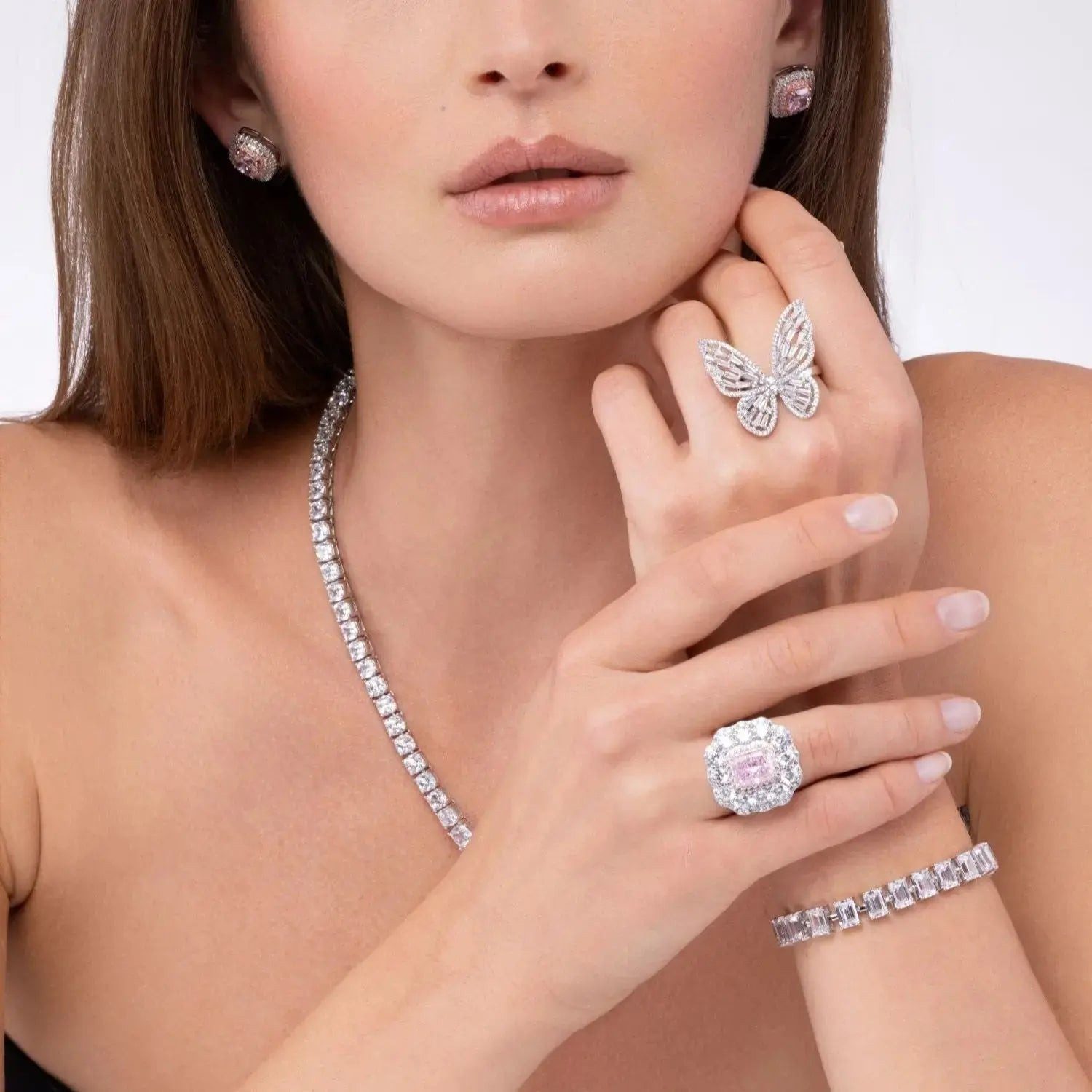 Butterfly Diamond Ring with Off-the-Shoulder Top — Cocktail Rings
