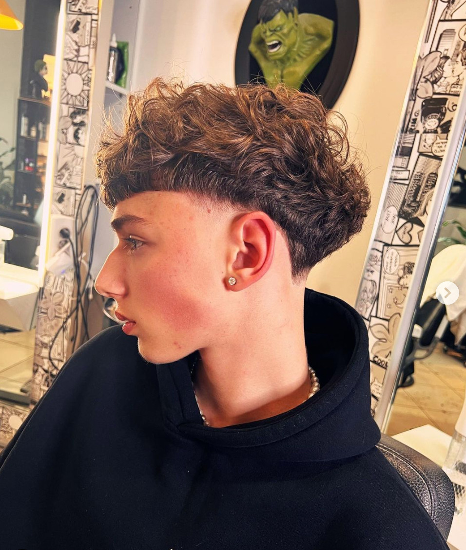 Textured Curly Edgar With Blunt Fringe Textured Curly Edgar With Blunt Fringe — Edgar Cut