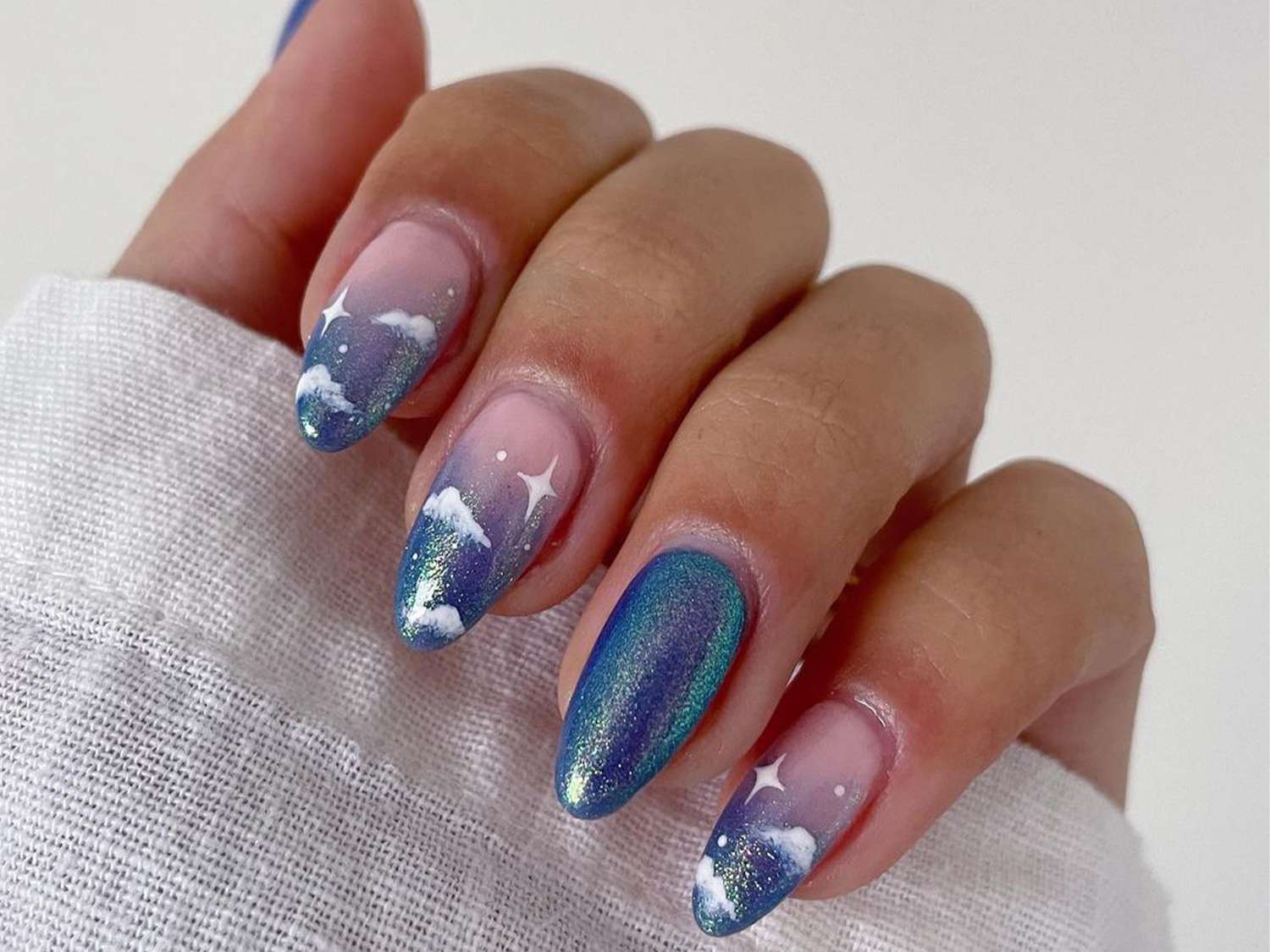 Cloudy French Tip Almond Nails Cloudy French Tip Almond Nails — Cloud Nails