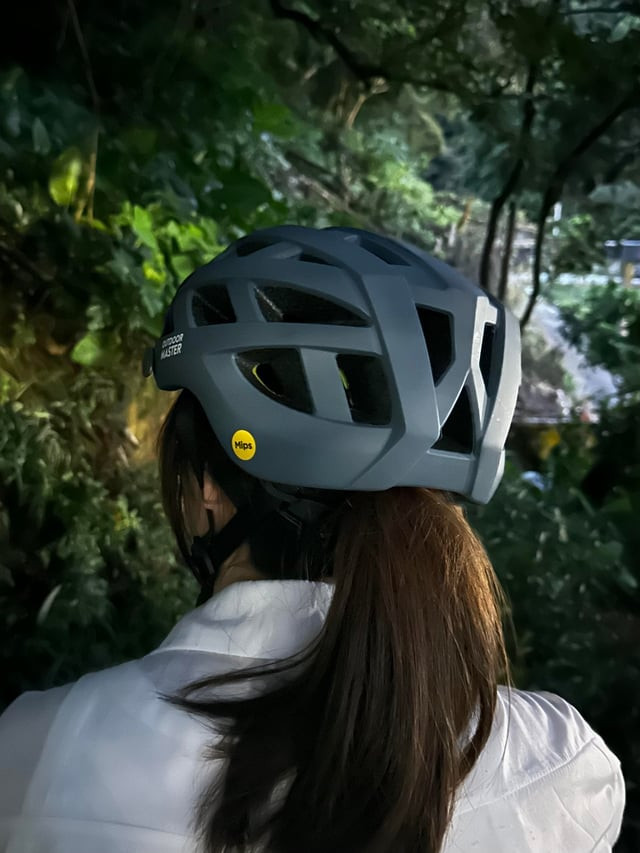 Straight Dark Brown Mid-Back Ponytail — Bike Helmet Hairstyles