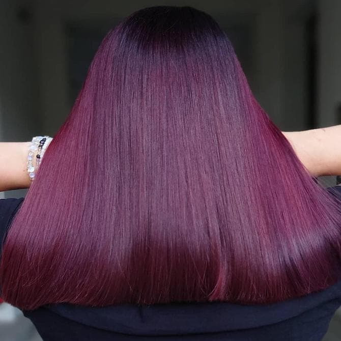 Sleek Shoulder Cut for Fine Hair — Dark Purple Hair
