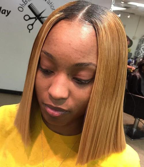 Blonde Bob With Dark Roots Blonde Bob With Dark Roots — Sew In Bob