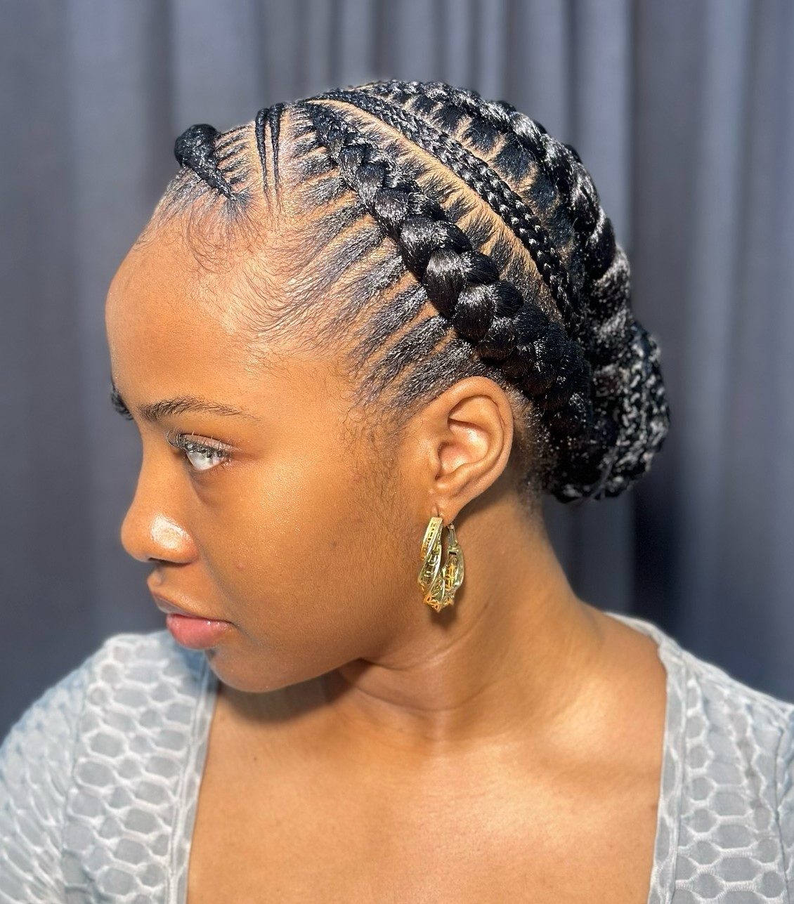 Wavy Dark Brown with Blonde Highlights — Feed In Braids