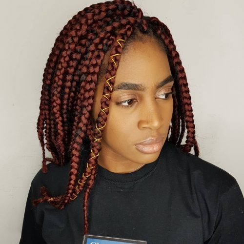 Auburn Red Braids With Gold Accents