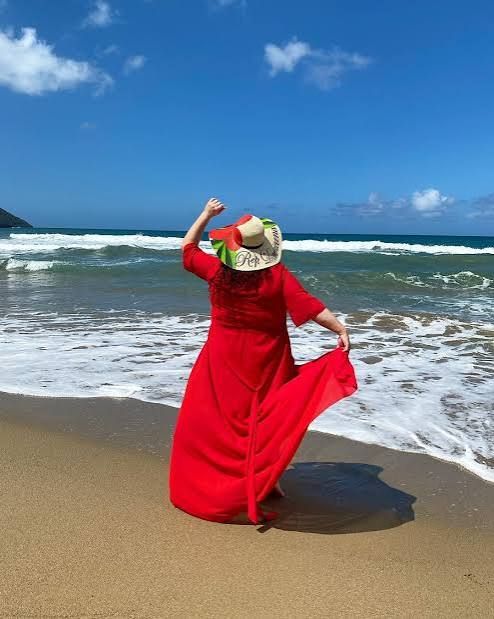 Vibrant Red Maxi Dress for a Striking Beach Vacation Look Vibrant Red Maxi Dress for a Striking Beach Vacation Look — Dominican Republic Outfits