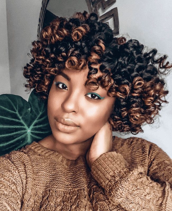 Chin Length Thick Curls With Caramel — Perm Rod Set