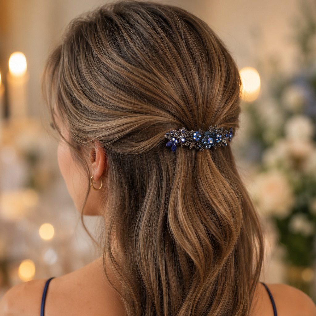 Light Brown Bob With Floral Barrette — Barrette Hairstyles