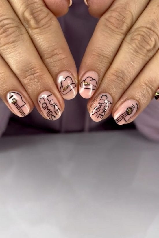 Short Pink Line Art Concert Nails Short Pink Line Art Concert Nails — Nashville Nails