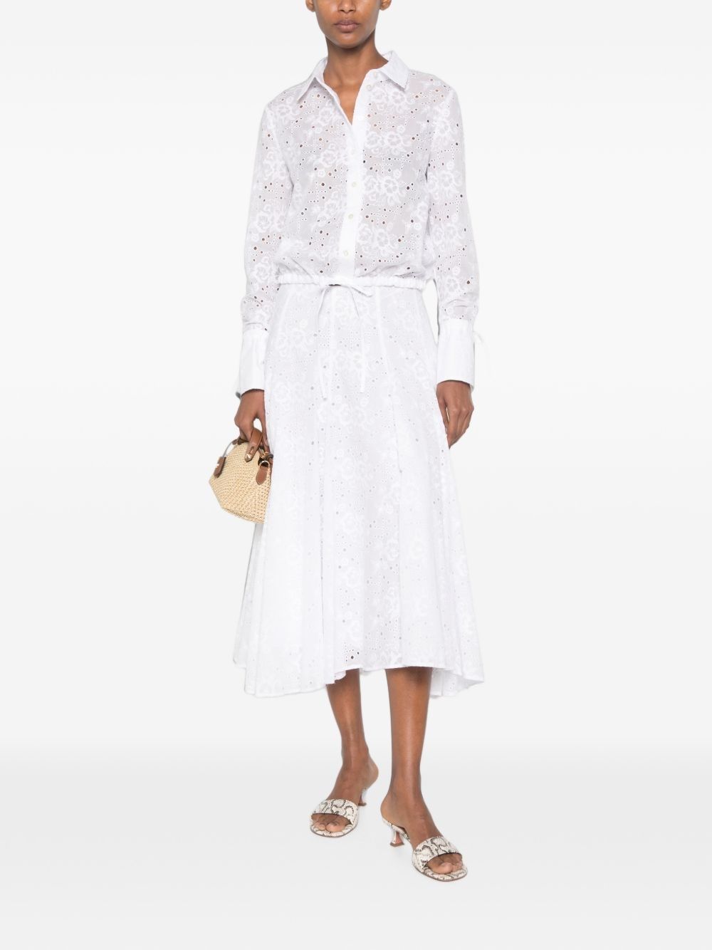 Eyelet Cotton Blouse and Midi Skirt Set Eyelet Cotton Blouse and Midi Skirt Set — Tory Burch Outfits