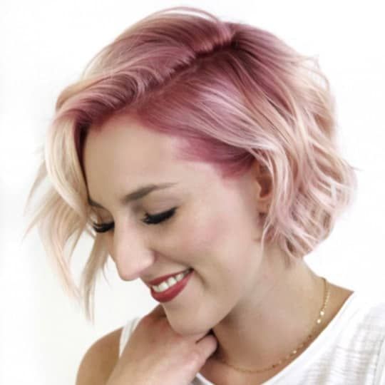 Chin Bob With Pink and Blonde Balayage Chin Bob With Pink and Blonde Balayage — Haircuts for Square Faces