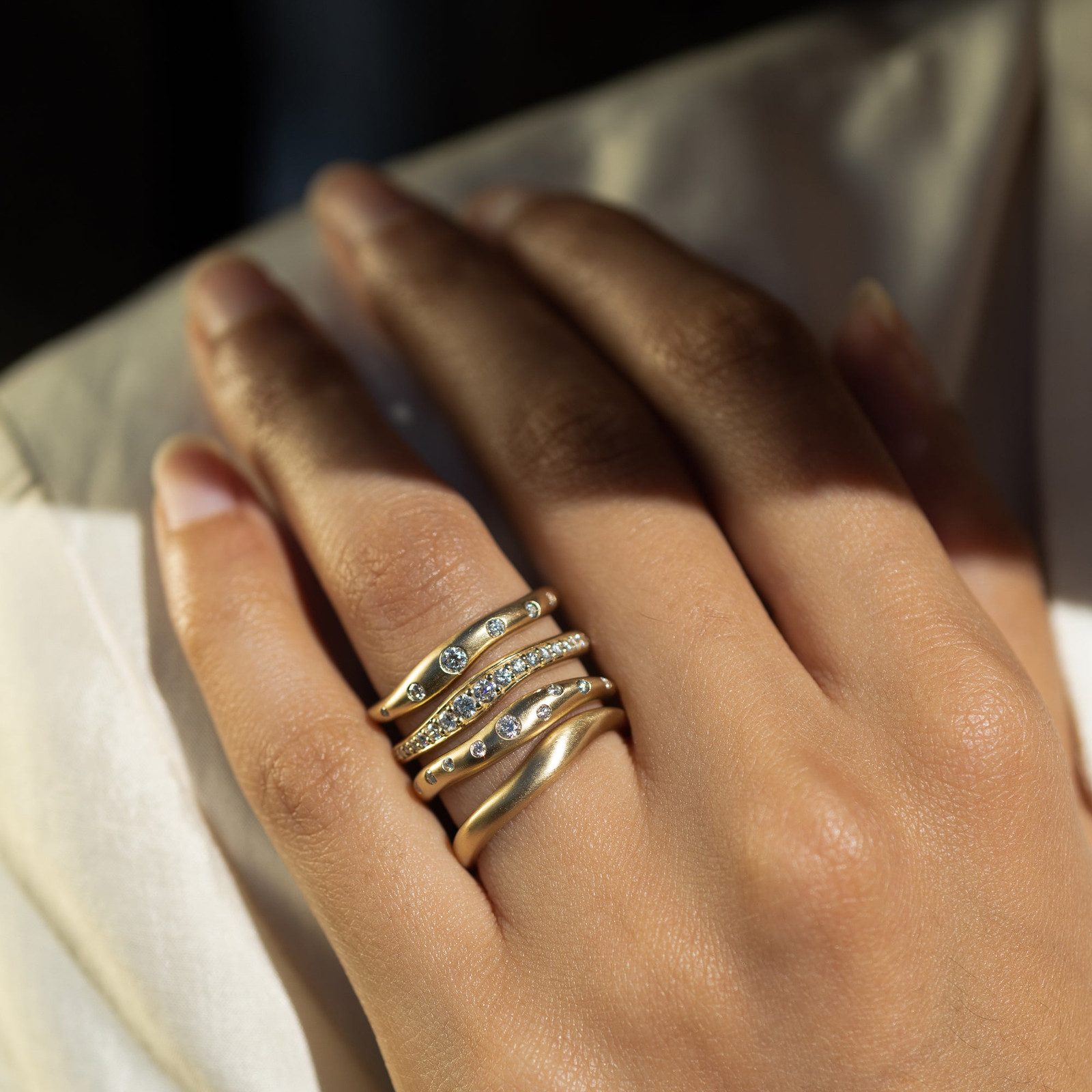 Diamond-Accented Gold Stacks for Subtle Sparkle Diamond-Accented Gold Stacks for Subtle Sparkle — Gold Ring Stack