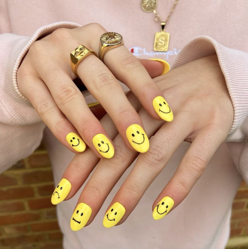 Playful Cheerful Visual Idea — Smiley Face Nails