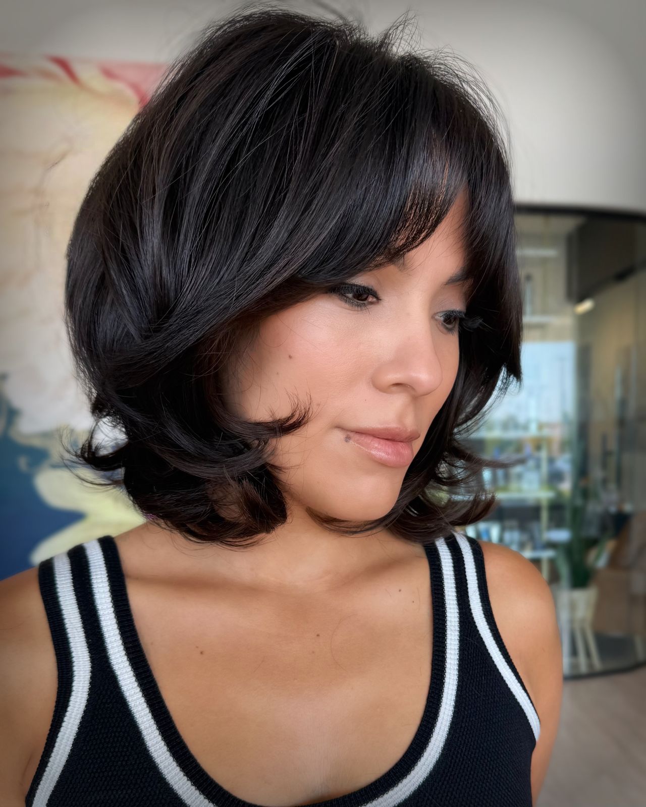 Chin Bob With Soft Curtain Bangs Chin Bob With Soft Curtain Bangs — Italian Bob