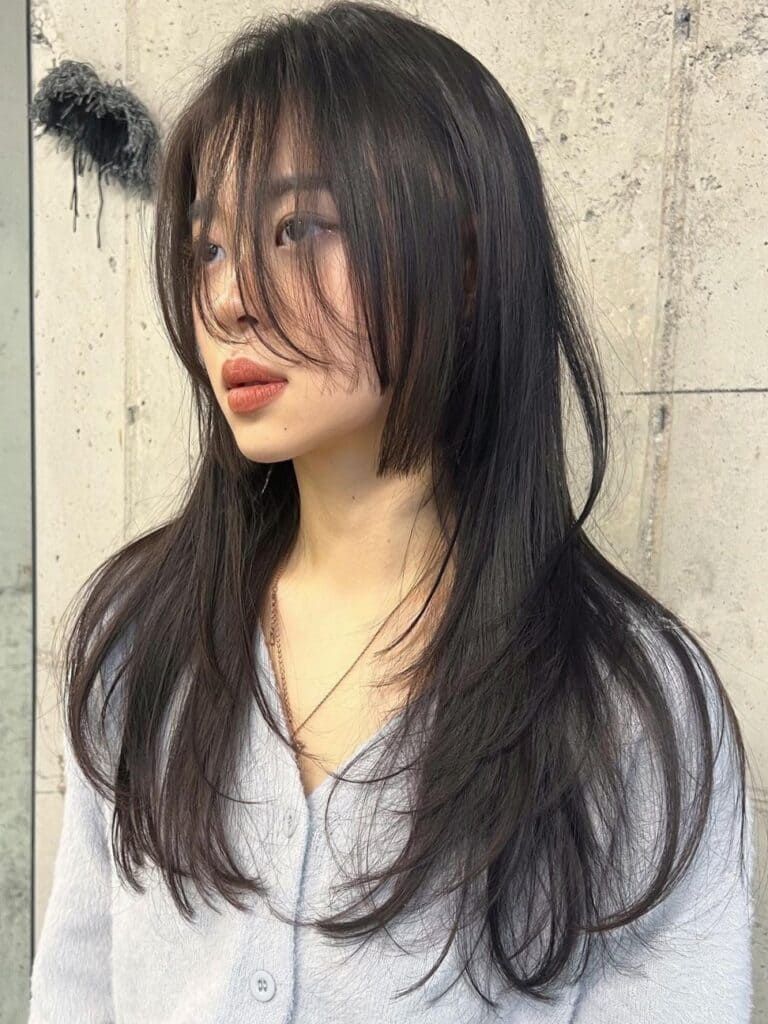 Thick Straight Shag With Choppy Layers Thick Straight Shag With Choppy Layers — Hush Cut