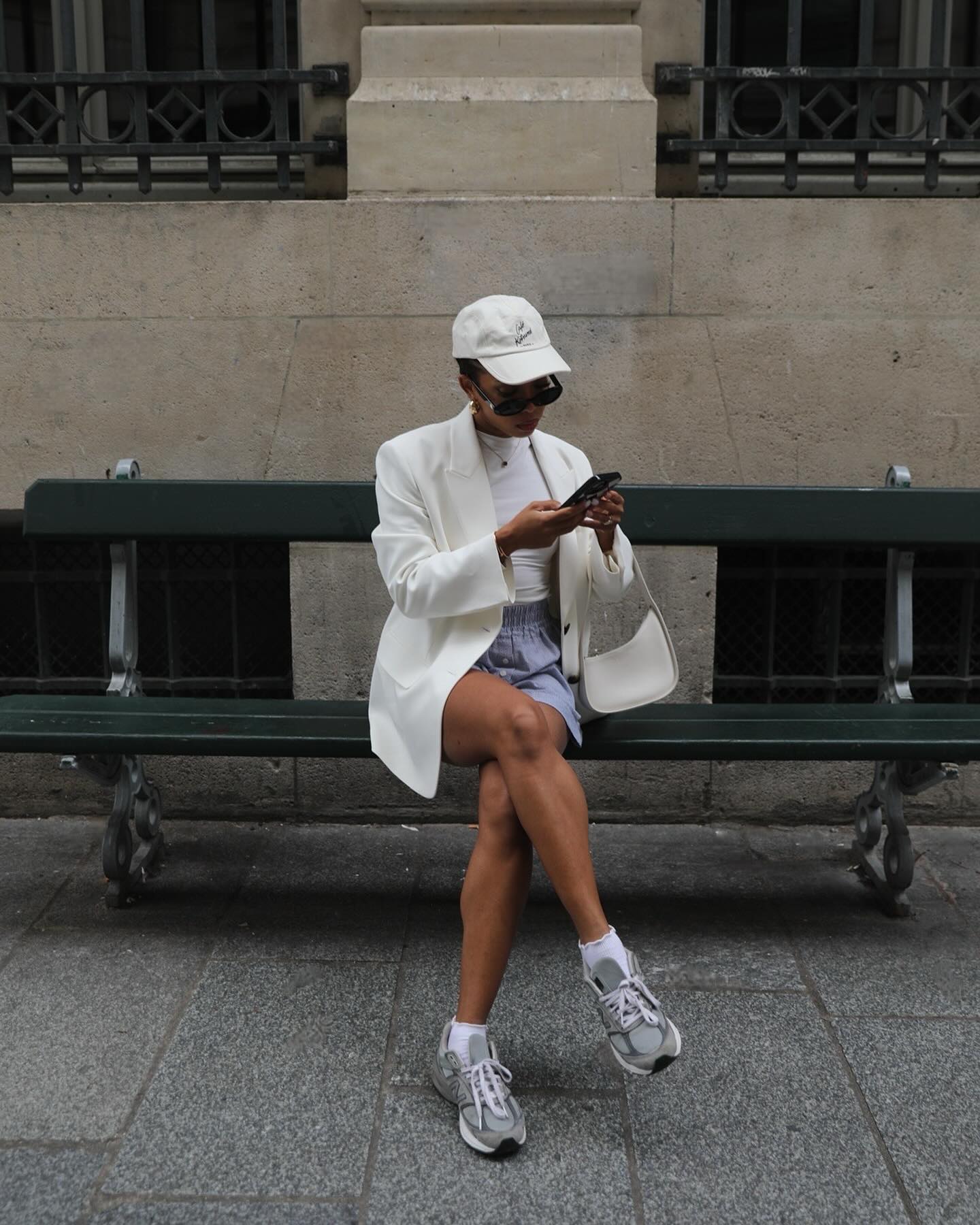 Summer Casual: Shorts, Blazer, and Grey Chunky Sneakers Summer Casual: Shorts, Blazer, and Grey Chunky Sneakers — Chunky Sneakers Outfits