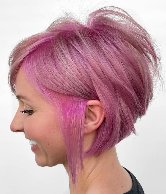 Textured Pink Bob With Highlights — Bubblegum Pink Hair