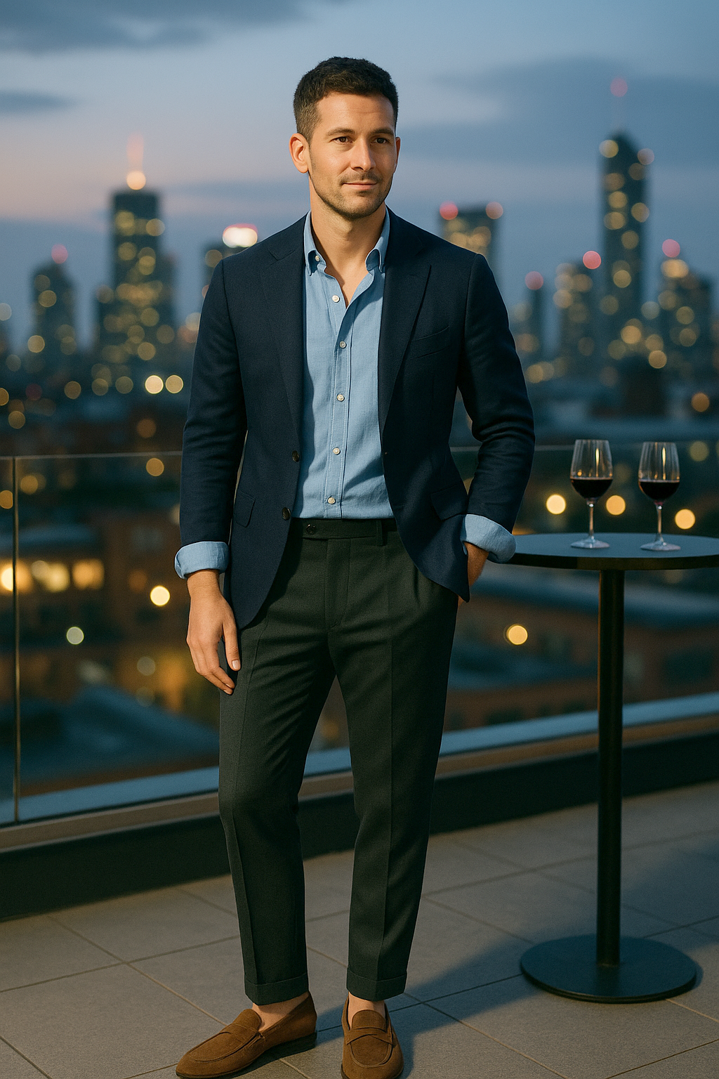 Sophisticated Navy Blazer for Evening Events Sophisticated Navy Blazer for Evening Events — Mens Date Night Outfits