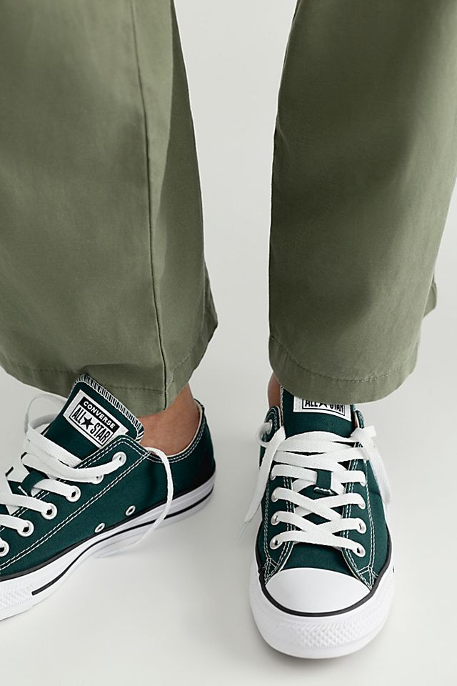 Dark Green Chuck 70s with Olive Wide-Leg Trousers — Chuck 70 Outfits