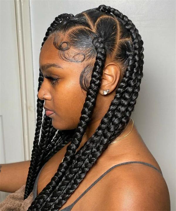 Box Braids With Crown Heart Pattern — Picture Day Hairstyles