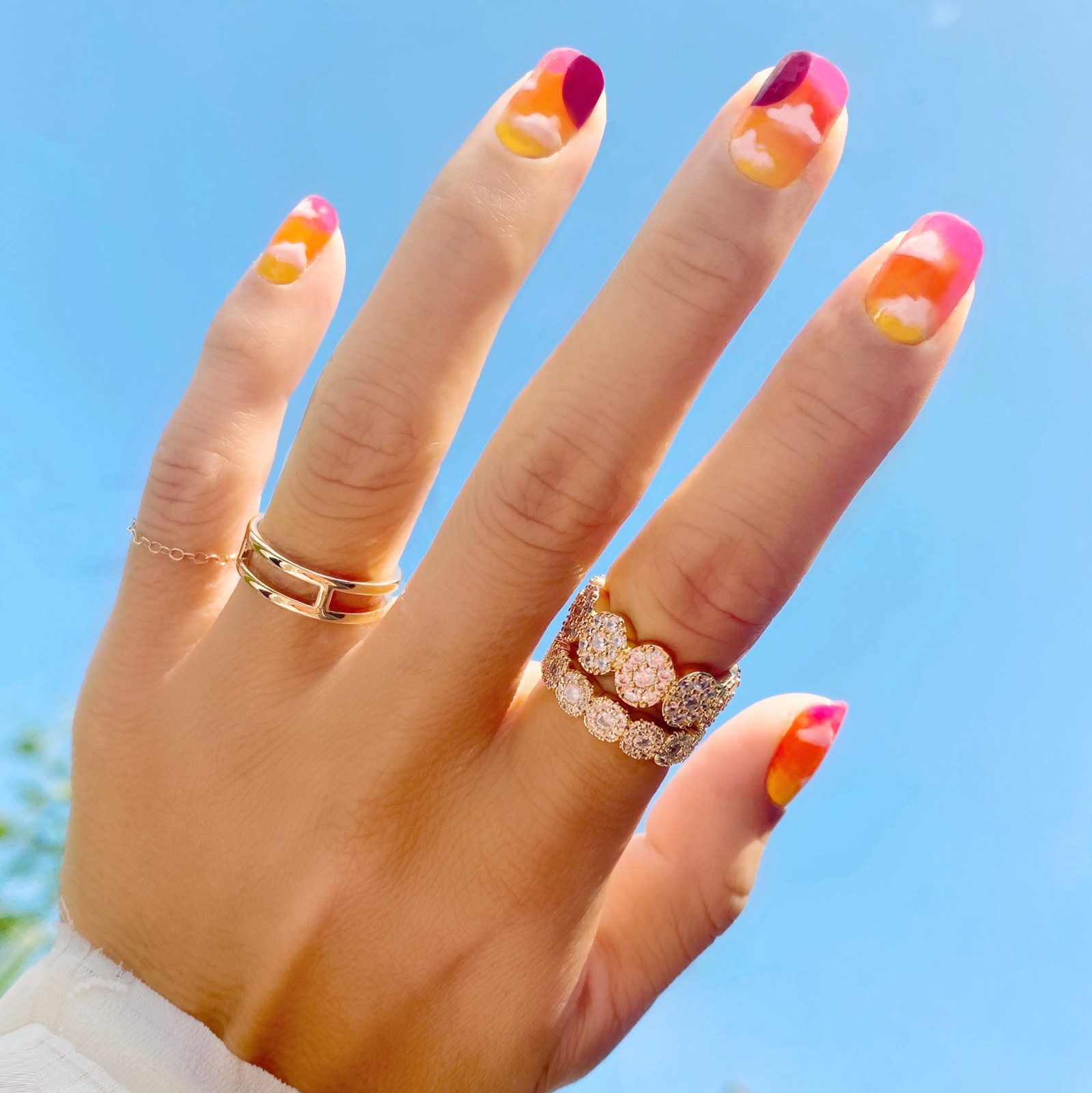 Playful Cloud Sunset Square Nails Playful Cloud Sunset Square Nails — Sunset Nails