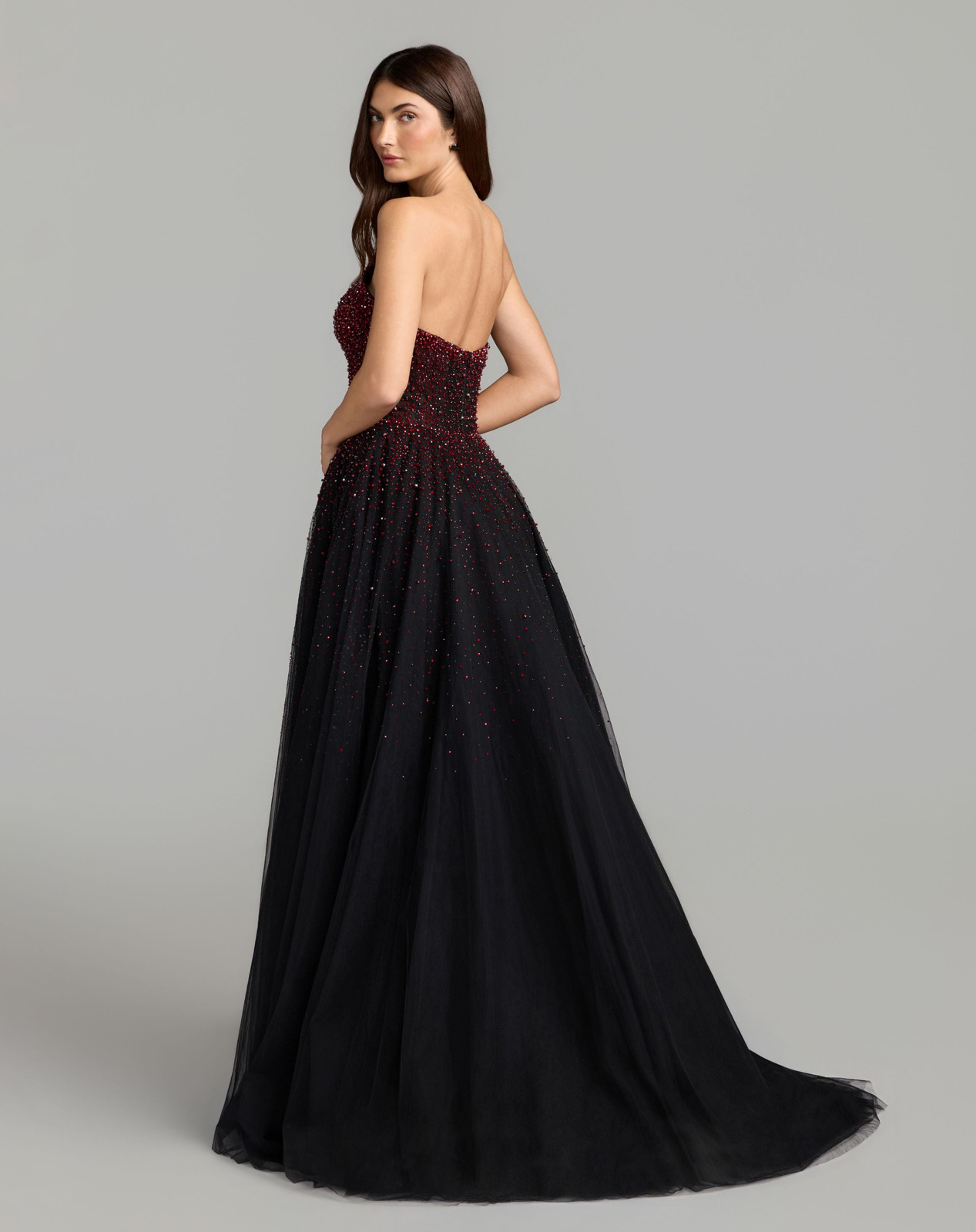 Black Tulle A-Line Gown with Beaded Bodice — Gala Dresses