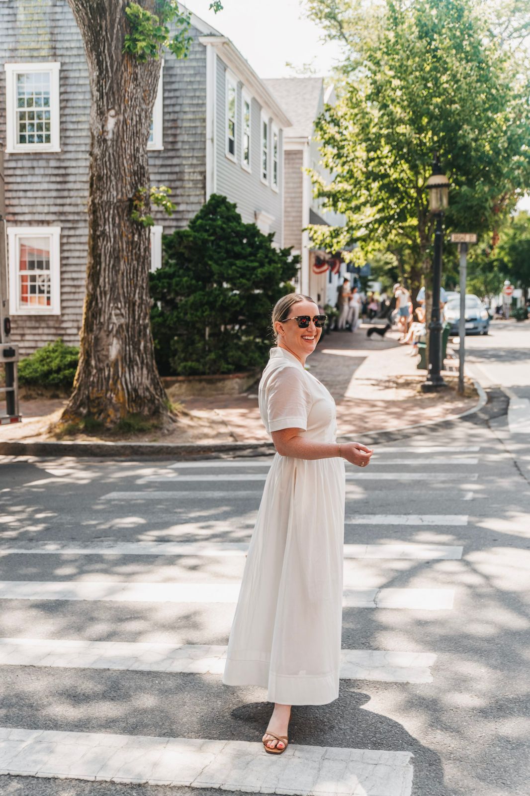 Crisp White Midi Dress for Daytime Exploration — Nantucket Outfits